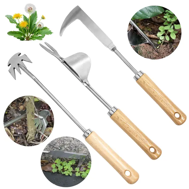 KoSoon Weed Puller Tool, 3 Pack Weeding Tools with Crack Weeder for Gardening