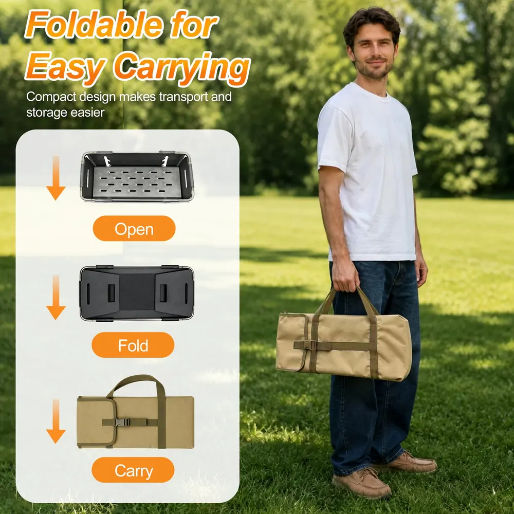 KoSoon Portable Charcoal Grill, Foldable Camping BBQ Grill, 1 Pack, 17.7 in — product detail 2