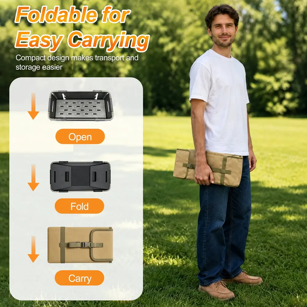 KoSoon Portable Charcoal Grill, Foldable Heavy Duty Camping BBQ Grill — product detail 2